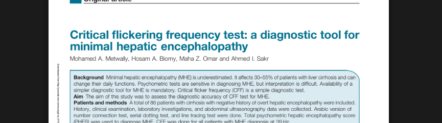 CFF a diagnostic tool for mHE