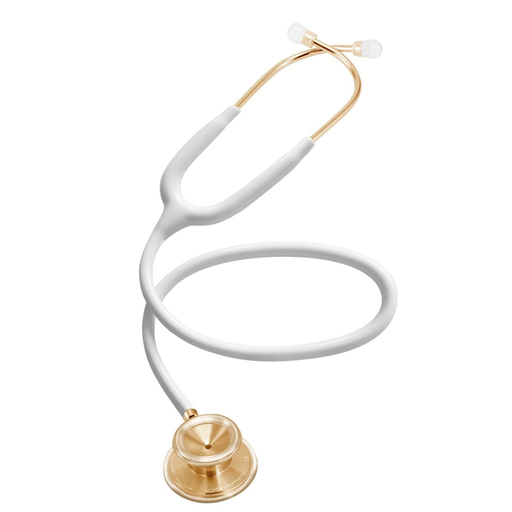 MDF Acoustica Lightweight Dual Head Stethoscope- White and Gold (MDF747XPK29)